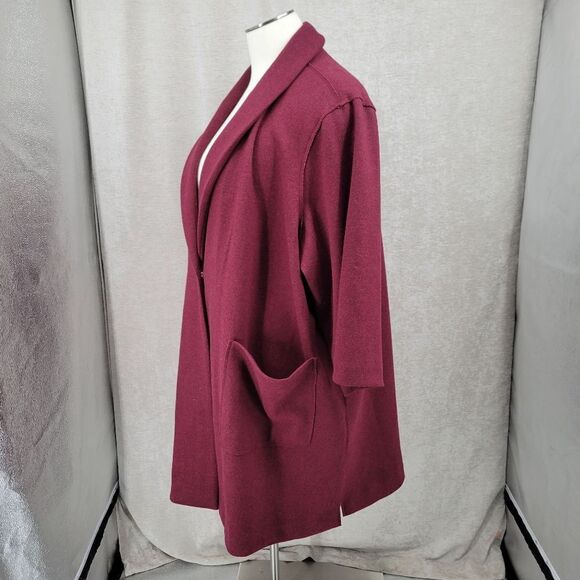 Woman Within Wool Blend Shawl Collar Coat Maroon Dressy Women's Plus Size 4X - Picture 6 of 13